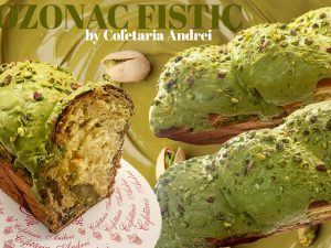 Cozonac cu fistic, glazurat - umplutura de fistic